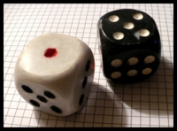Dice : Dice - 6D - Large Marble One White and One Black With Pips